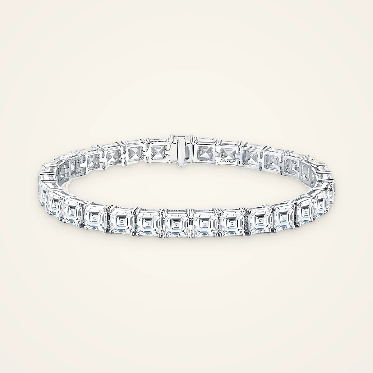 Asscher Tennis Bracelet in 14k White Gold