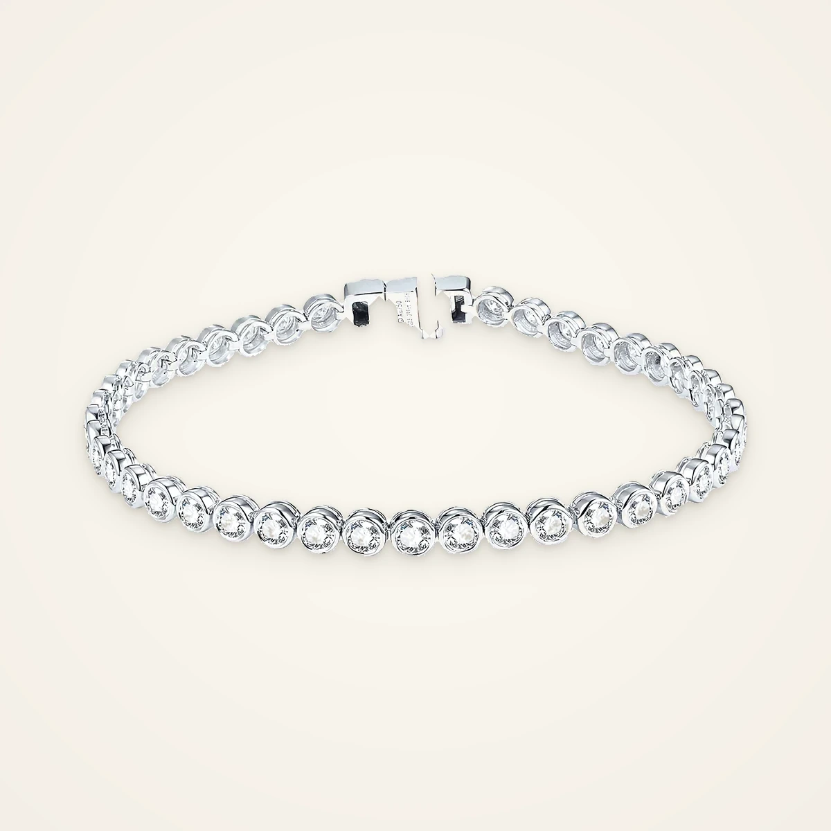 Bezel Round Tennis Bracelet in 14k White Gold