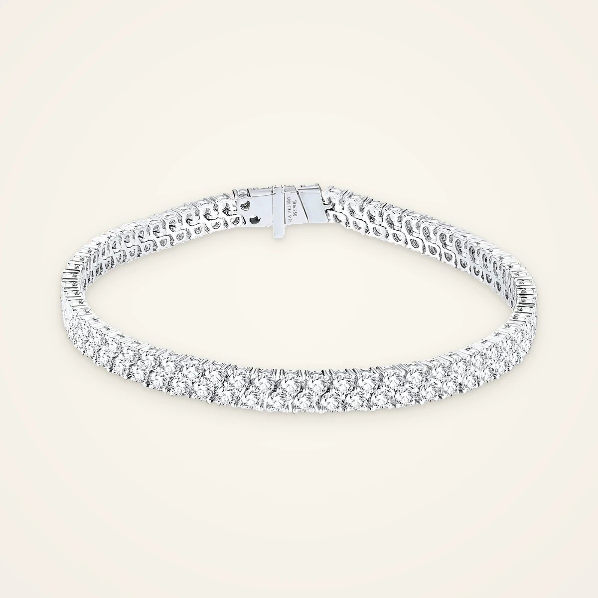 Double-Row Round Tennis Bracelet in 14k White Gold