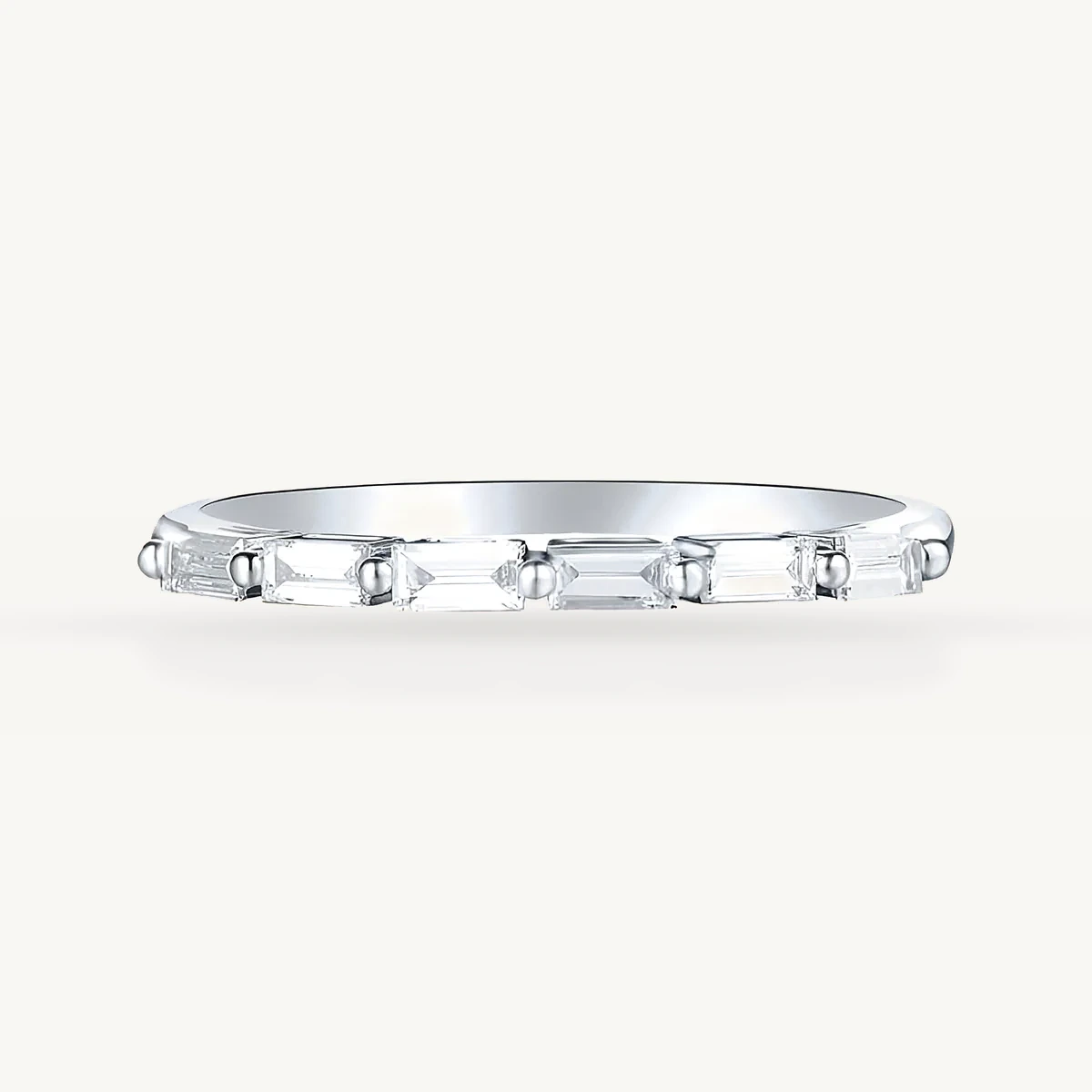 East-West Baguette Station Band in 14k White Gold