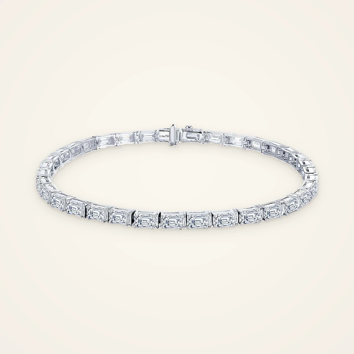 East-West Emerald-Cut Tennis Bracelet in 14k White Gold
