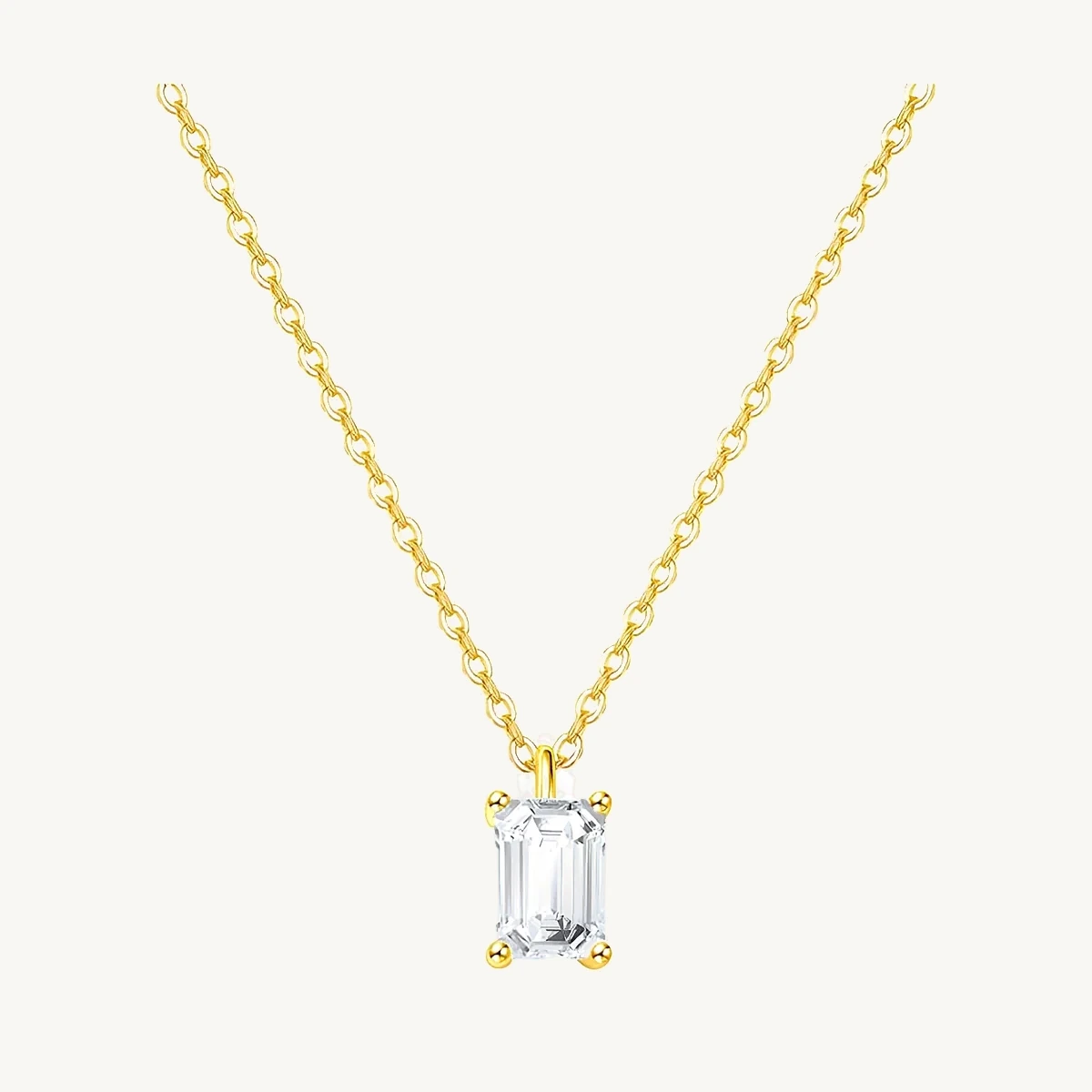 Emerald-Cut Drop Pendant in 14k Yellow Gold