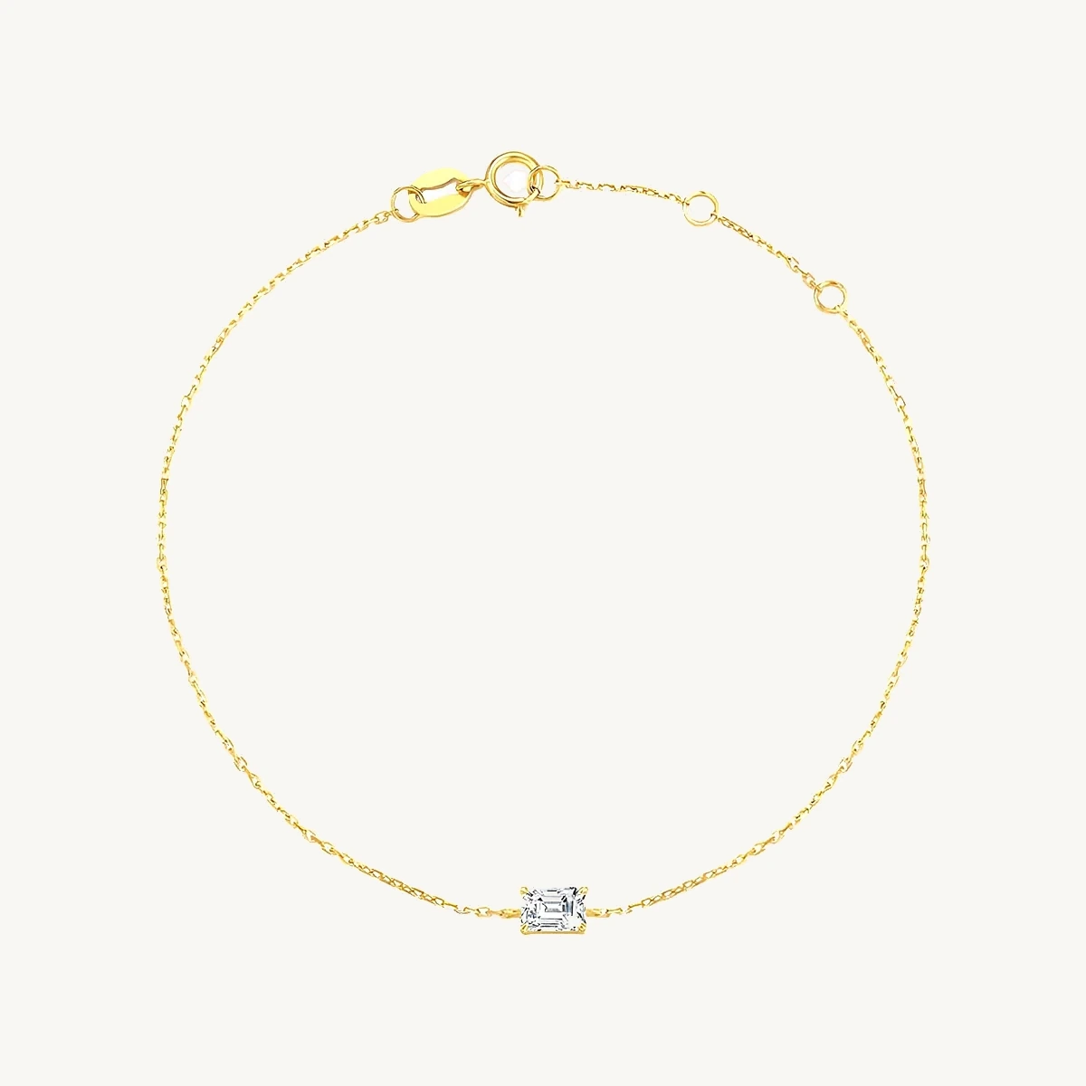 Emerald-Cut Solitaire Chain Bracelet in 14k Yellow Gold