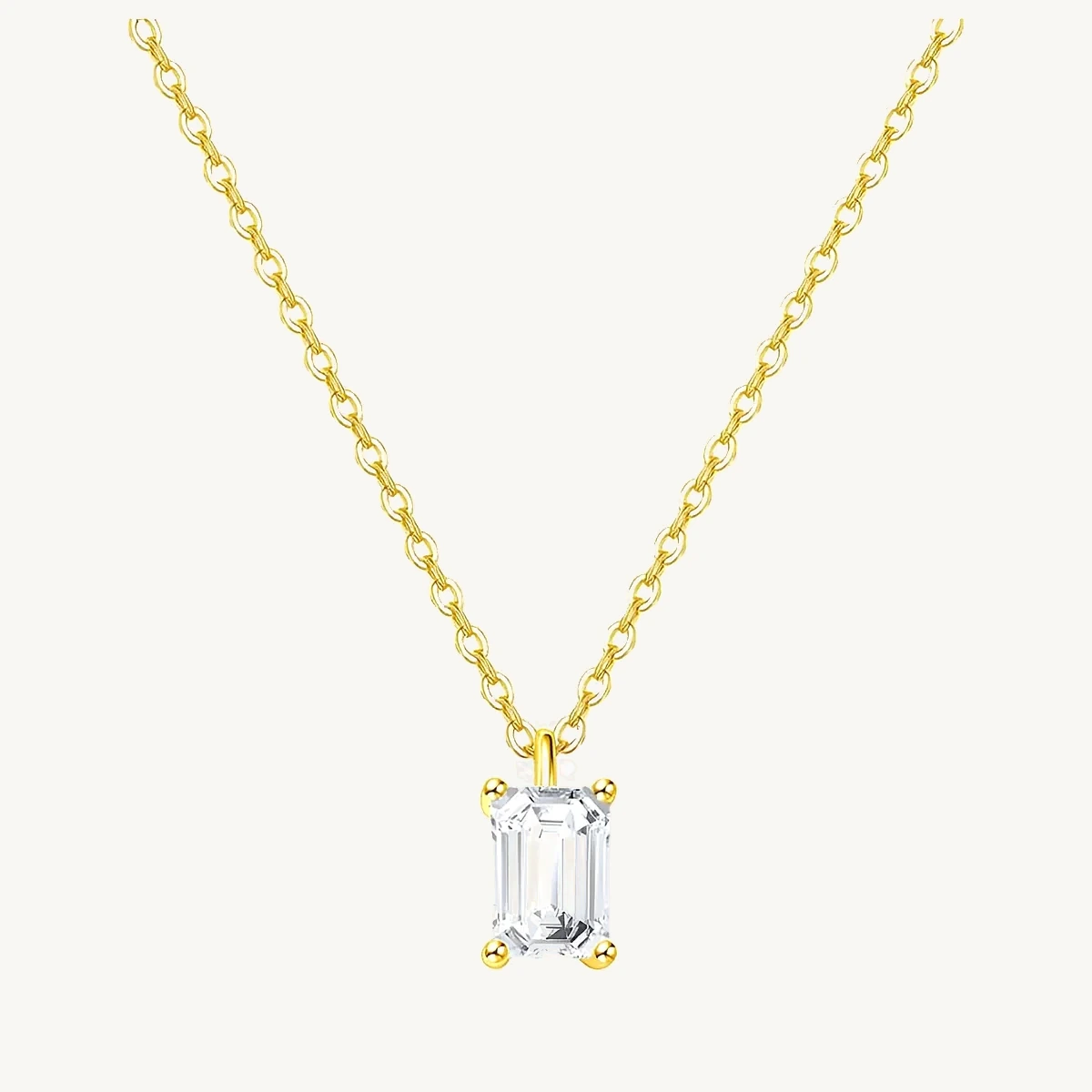 Emerald-Cut Solitaire Necklace in 14k Yellow Gold