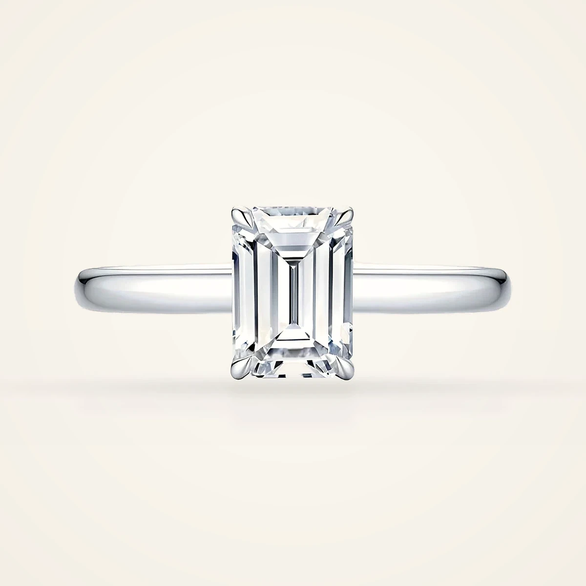 Emerald-Cut Solitaire Ring in 14k White Gold