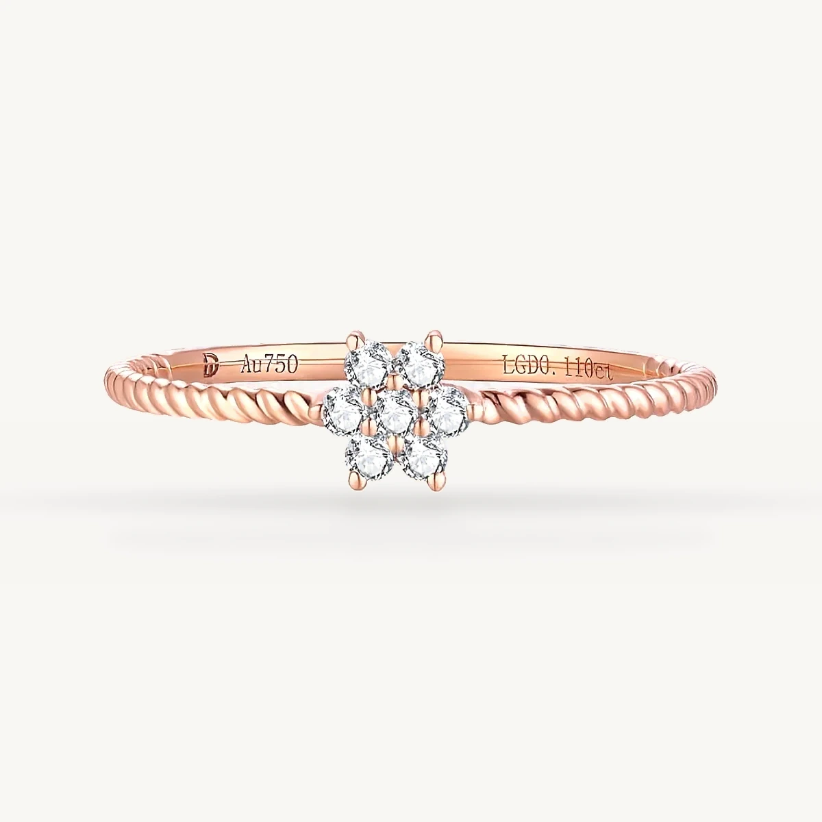 Flower Cluster Rope Ring in 14k Rose Gold