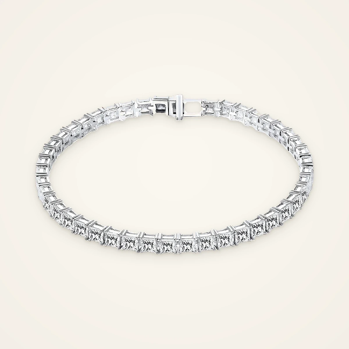 Four-Prong Princess Tennis Bracelet in 14k White Gold