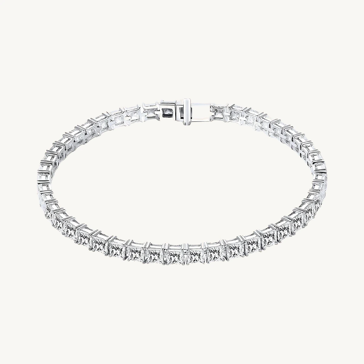 Four-Prong Princess Tennis Bracelet in 14k White Gold
