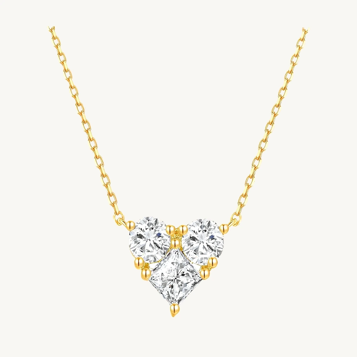 Heart Cluster Necklace in 14k Yellow Gold