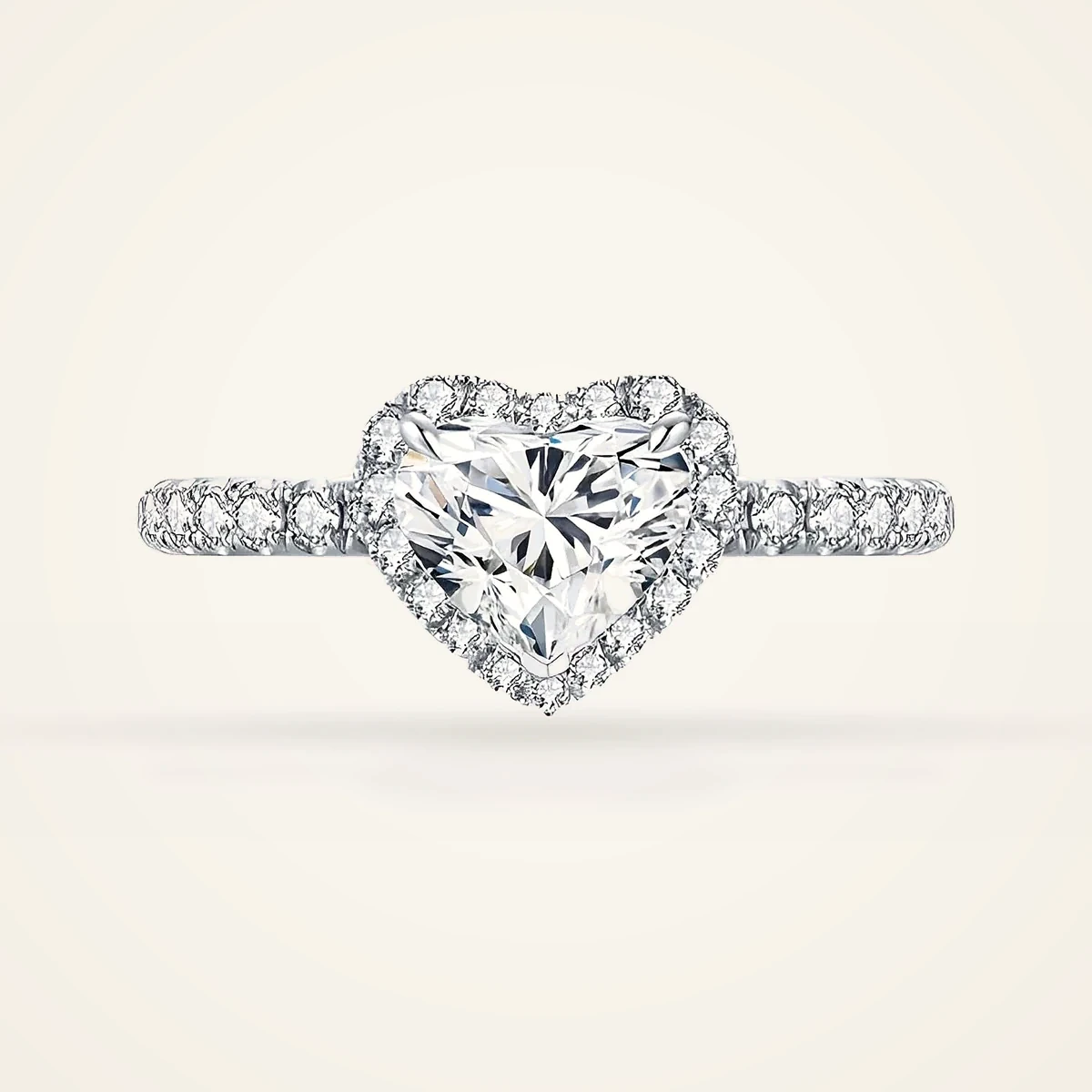 Heart Halo Pavé Ring in 14k White Gold
