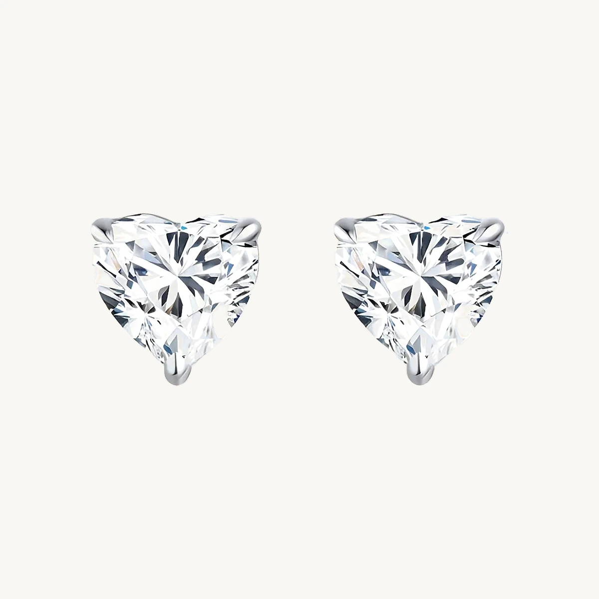 Heart Stud Earrings in 14k White Gold