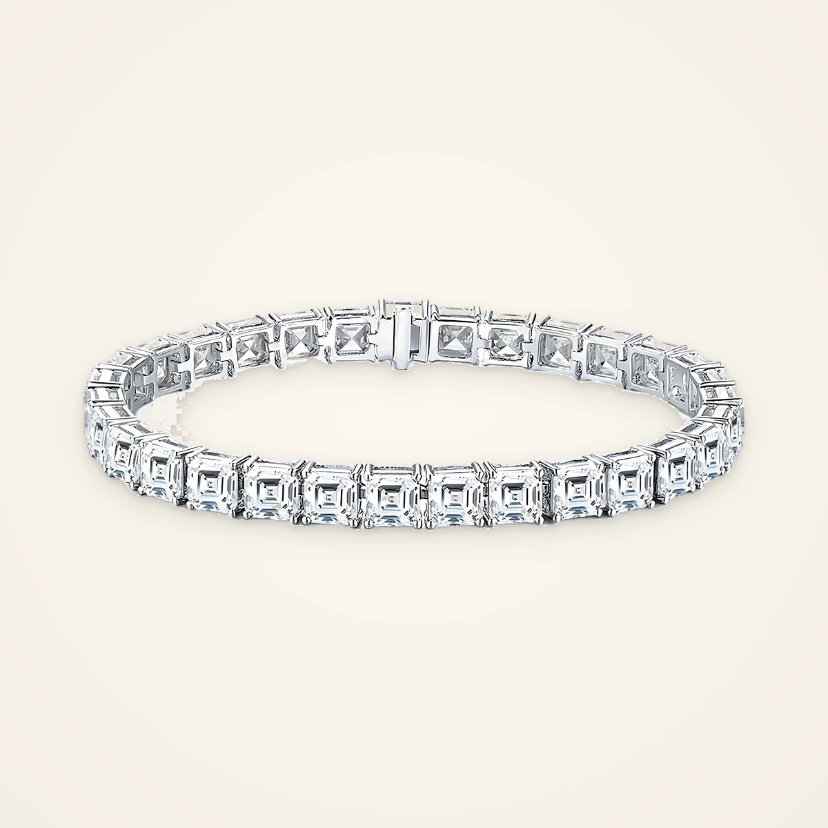 Large Asscher Tennis Bracelet in 14k White Gold