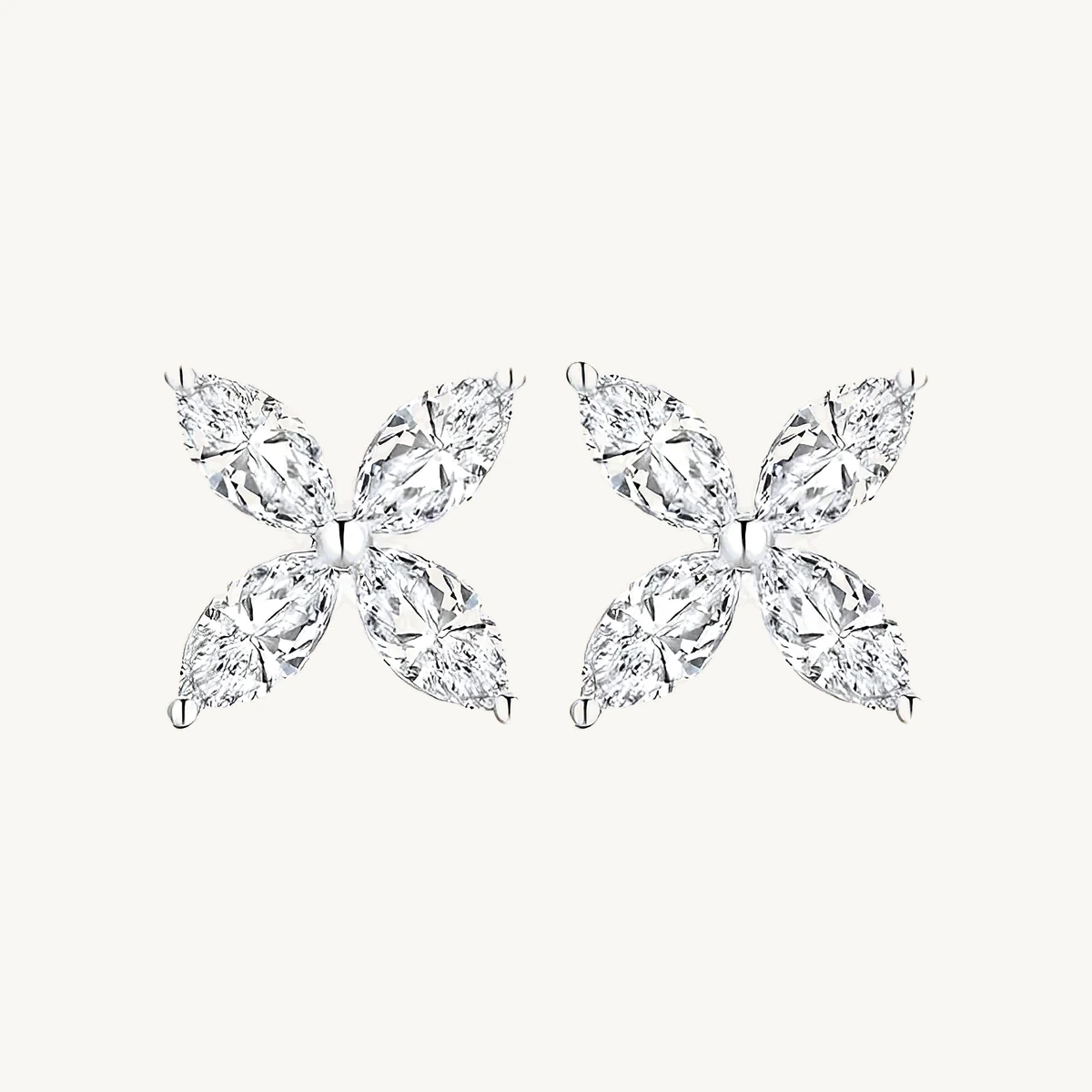 Marquise Butterfly Studs in 14k White Gold