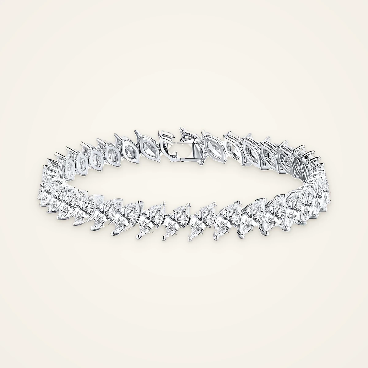 Marquise Herringbone Bracelet in 14k White Gold