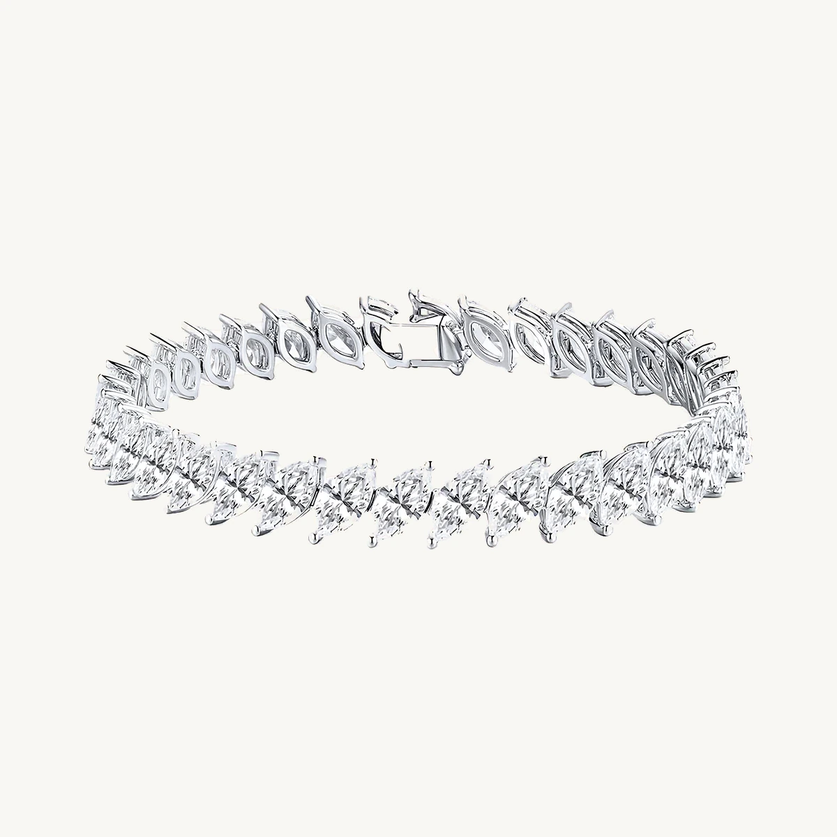 Marquise Herringbone Bracelet in 14k White Gold
