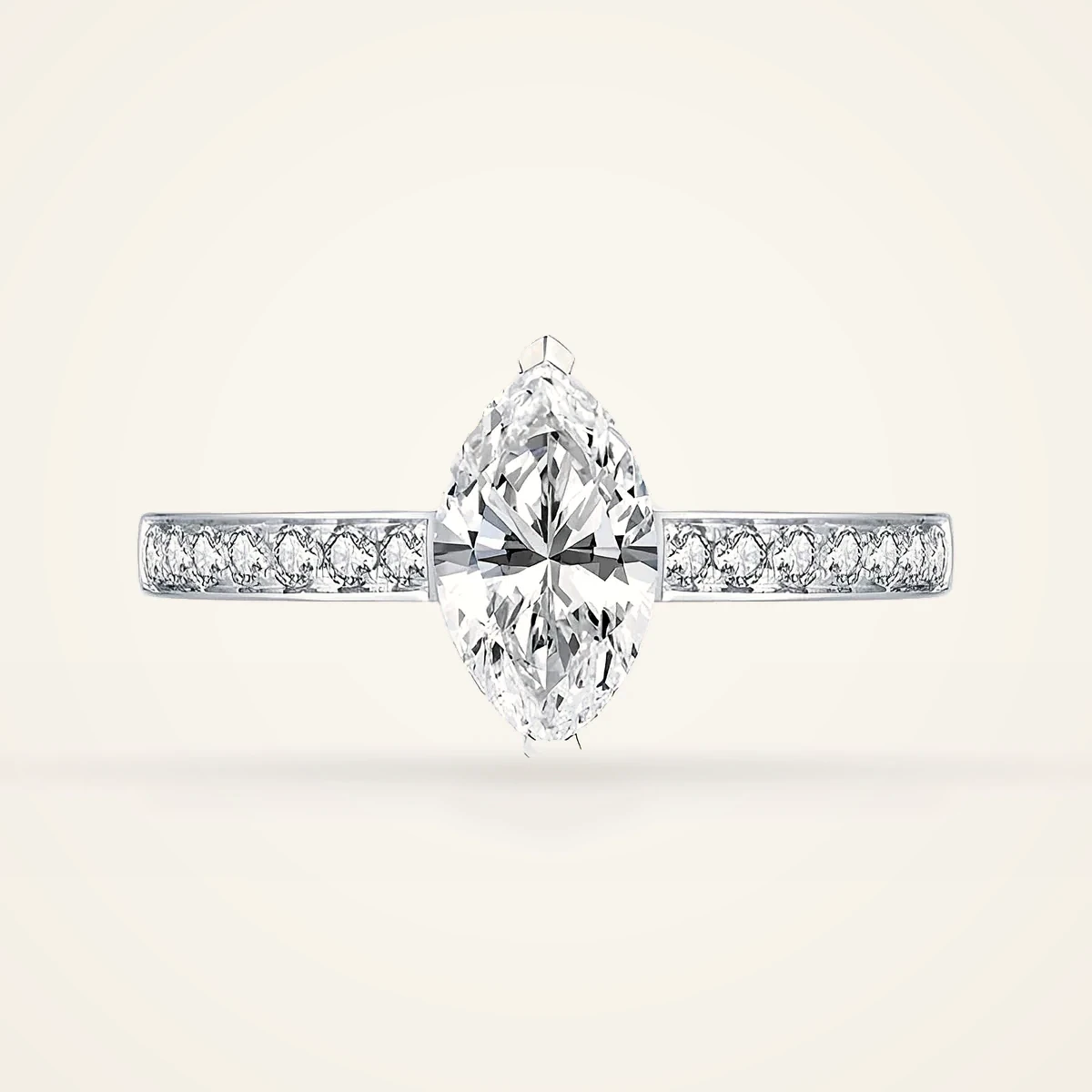 Marquise Pavé Solitaire Ring in 14k White Gold