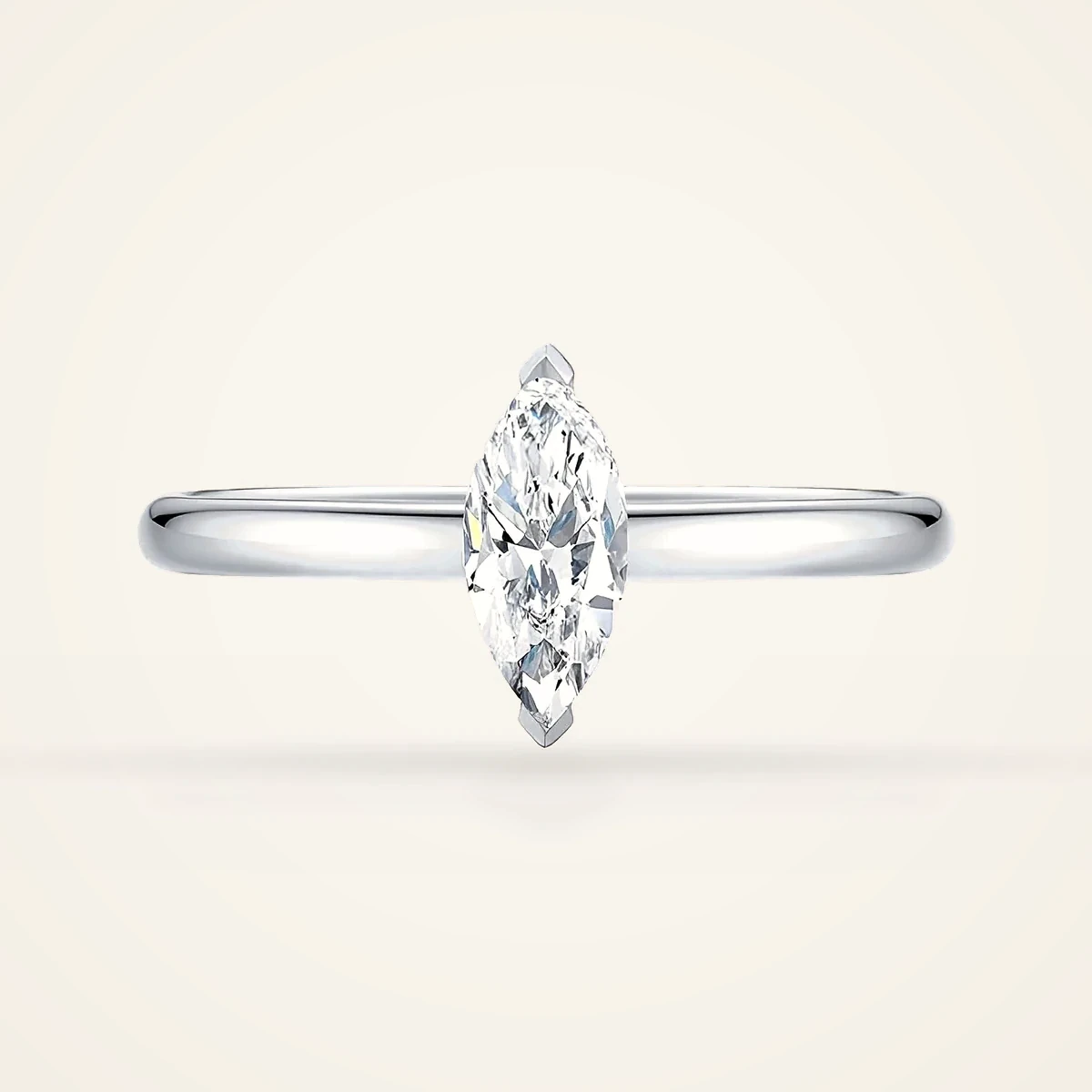 Marquise Solitaire Ring in 14k White Gold