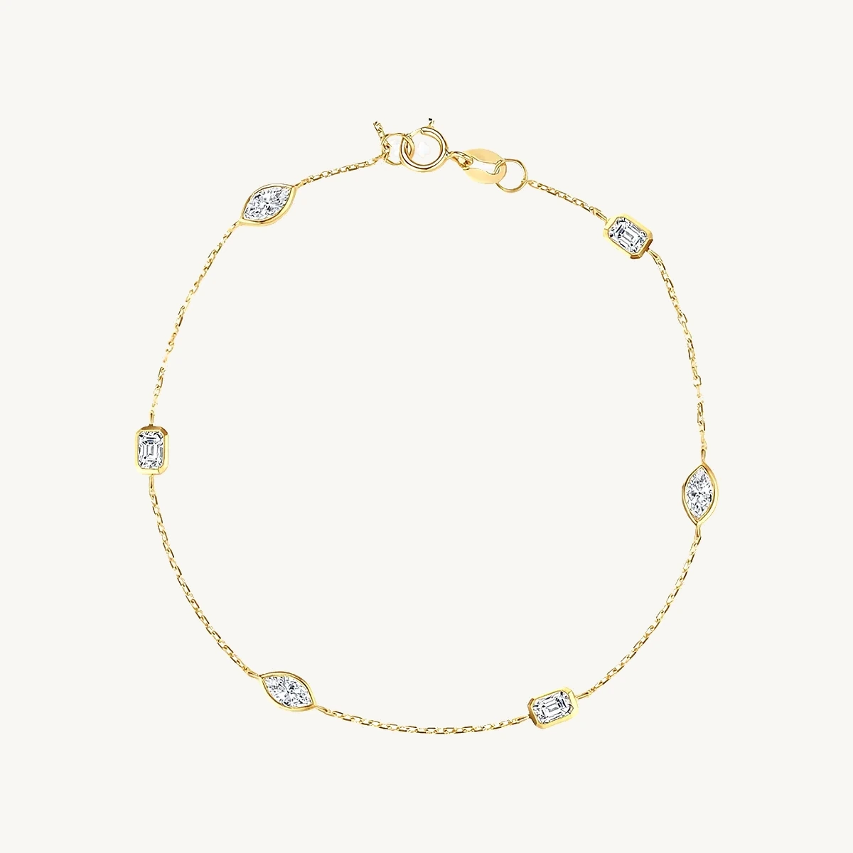 Mixed-Shape Bezel Station Bracelet in 14k Yellow Gold