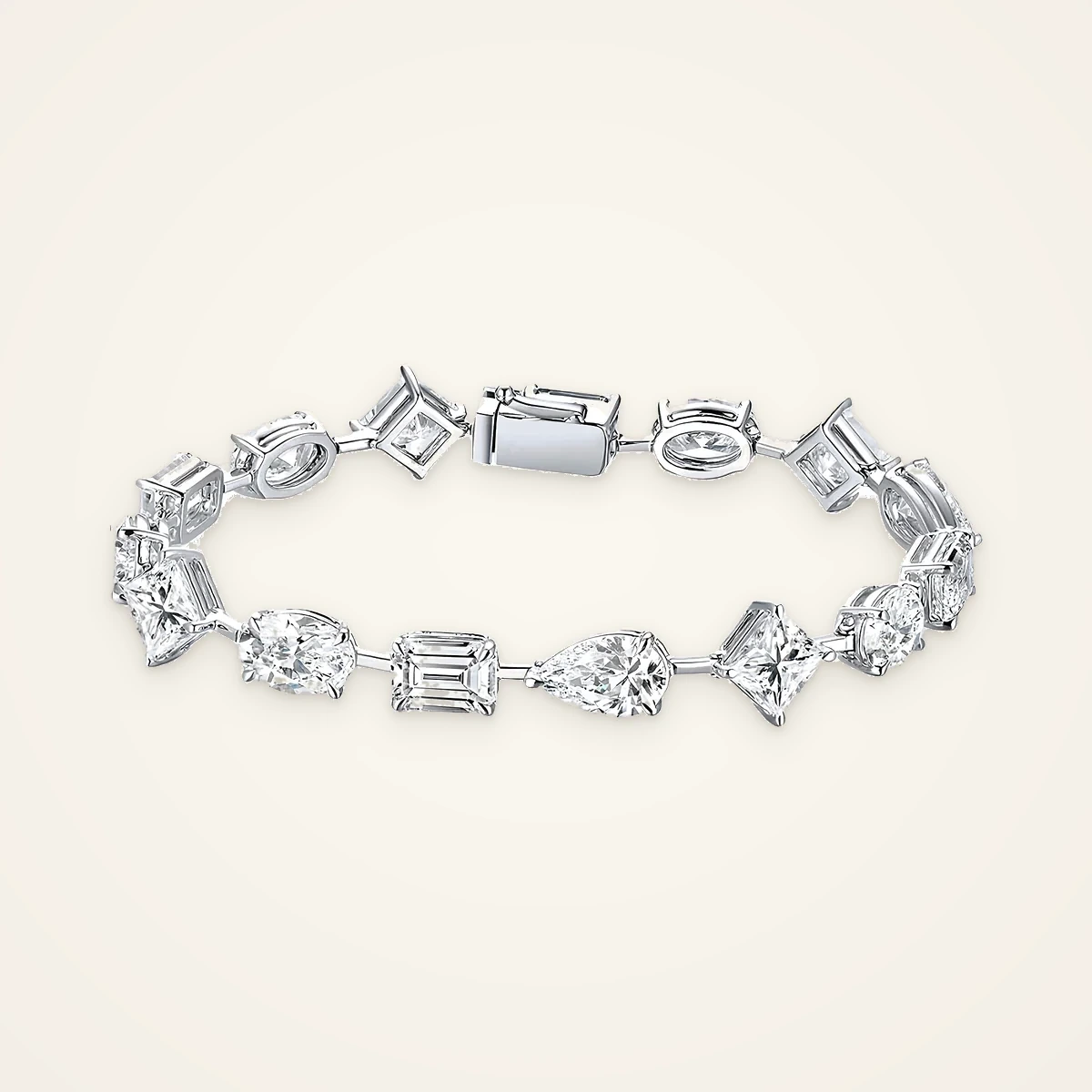 Mixed-Shape Station Bracelet in 14k White Gold