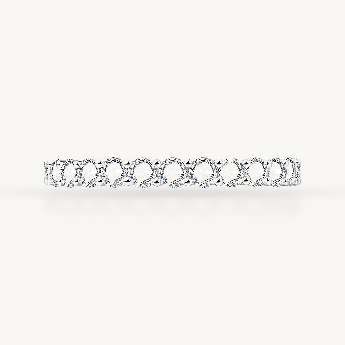 Open Bezel Round Eternity Band in 14k White Gold