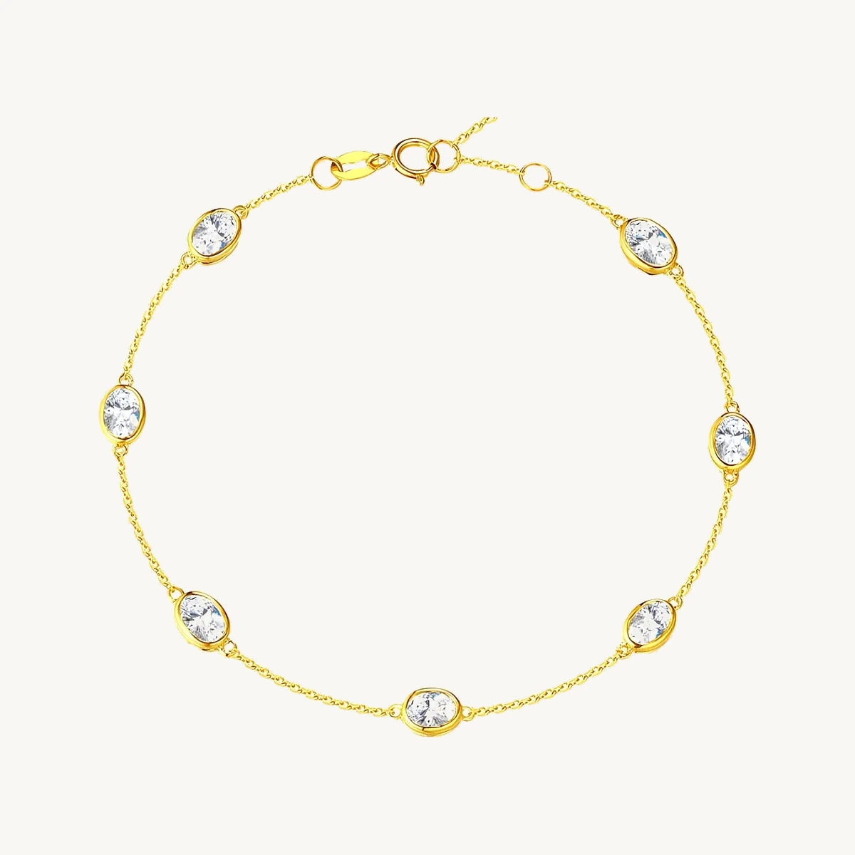 Oval Bezel Station Bracelet in 14k Yellow Gold