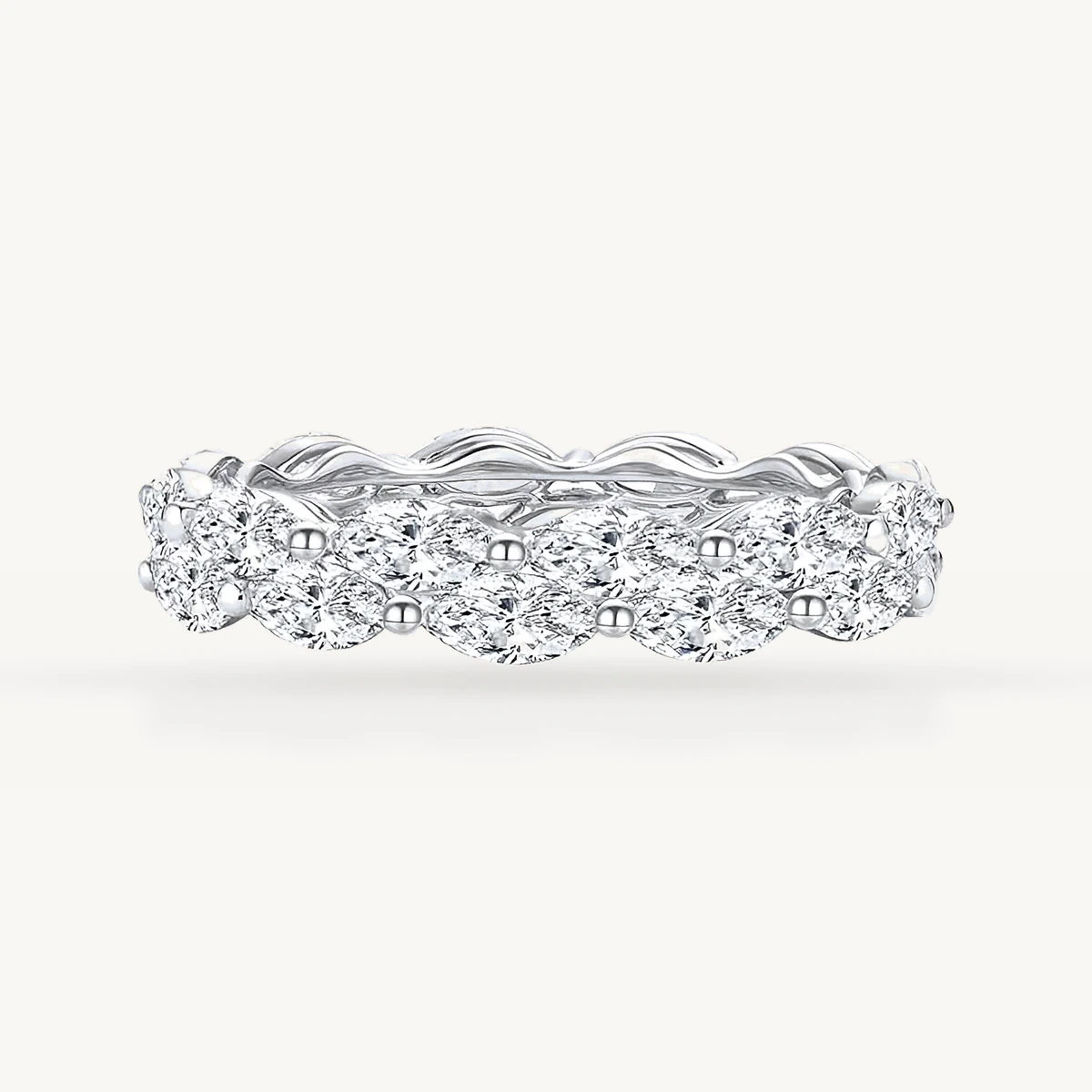 Oval Cluster Eternity Band in 14k White Gold