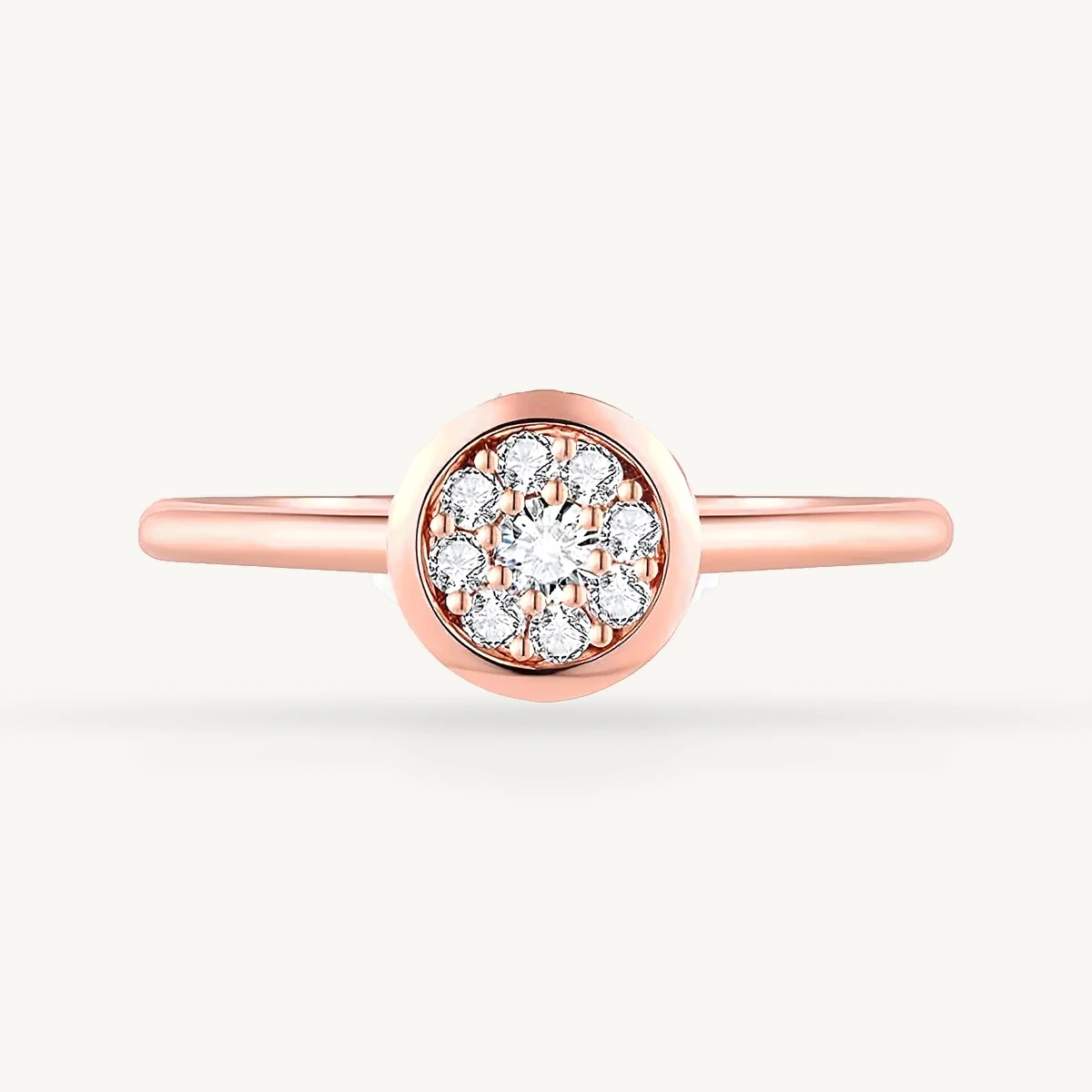 Pavé Cluster Disc Ring in 14k Rose Gold