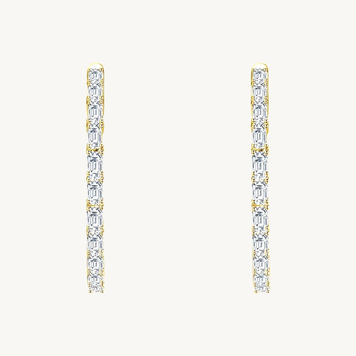 Pavé Line Drop Earrings in 14k White & Yellow Gold