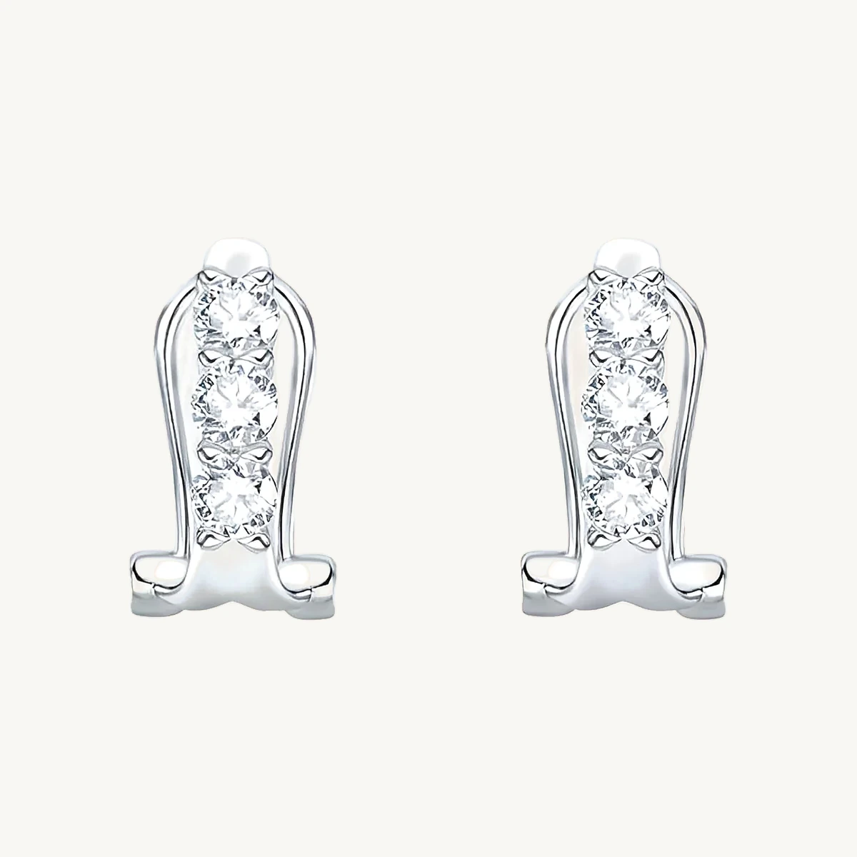 Pavé Omega Clip Earrings in 14k White Gold