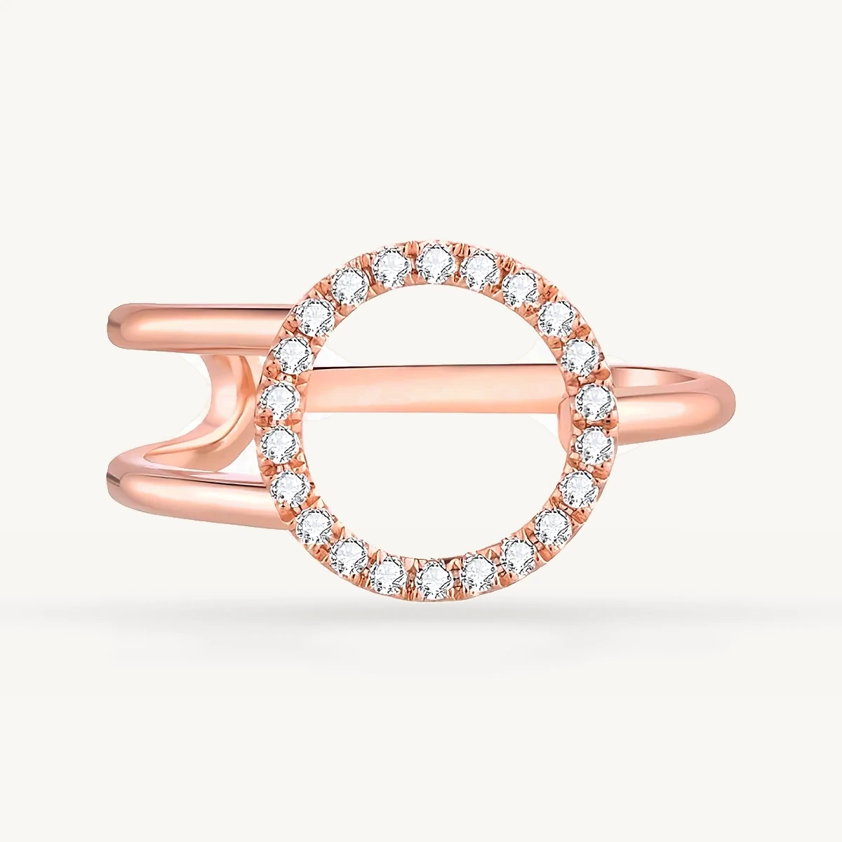 Pavé Open Circle Ring in 14k Rose Gold
