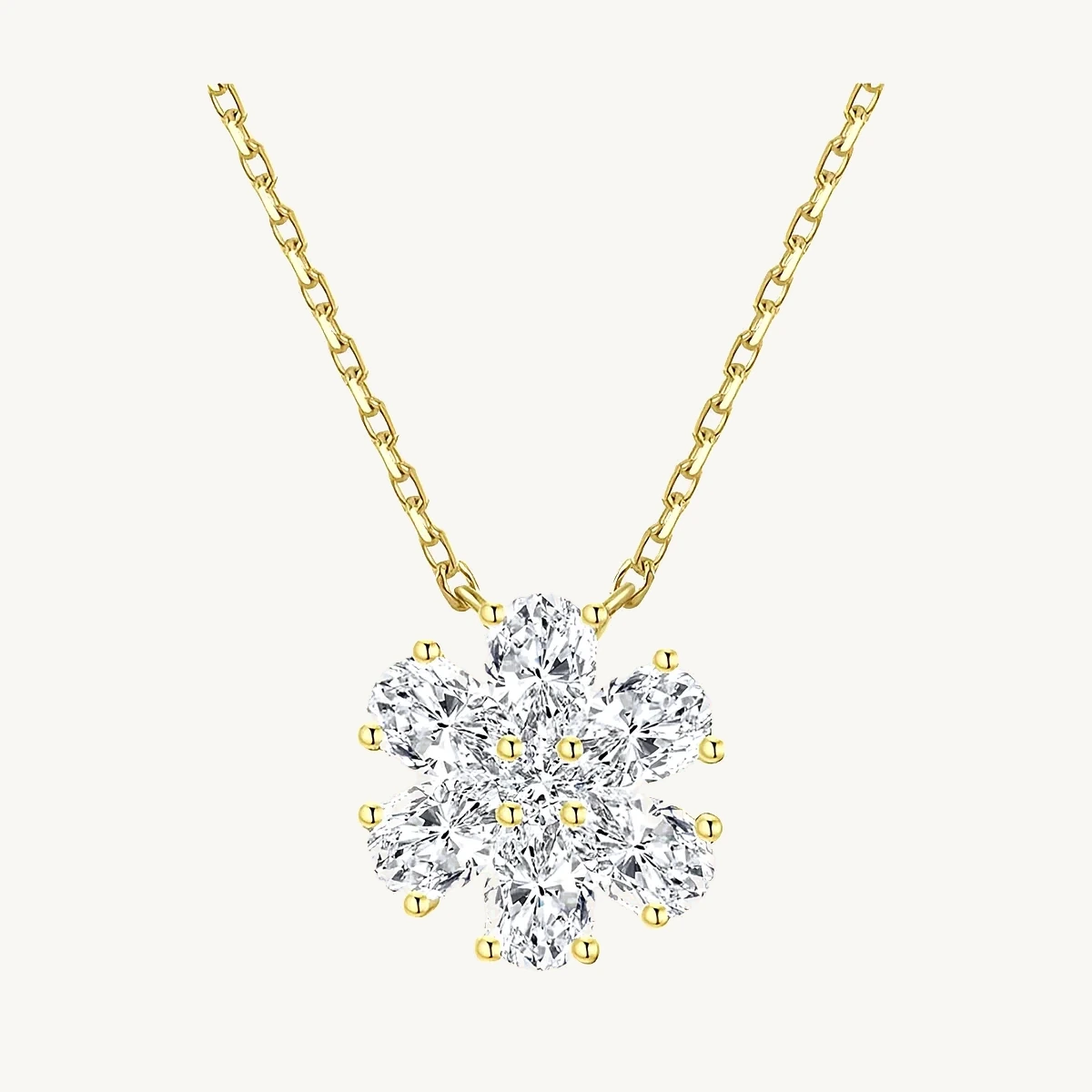 Pear Petal Flower Pendant in 14k Yellow Gold