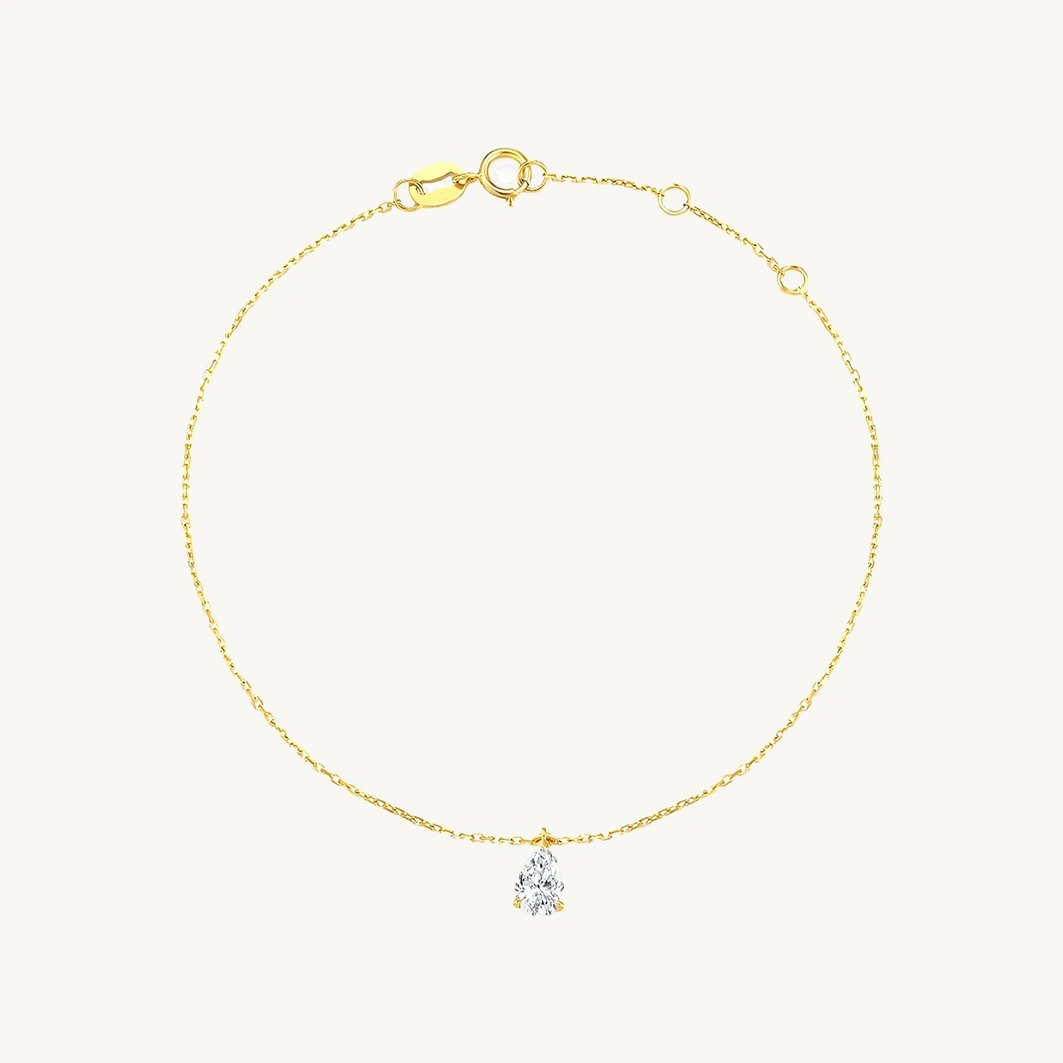 Pear Solitaire Chain Bracelet in 14k Yellow Gold