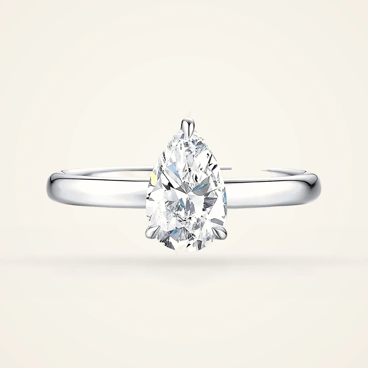 Pear Solitaire Ring in 14k White Gold