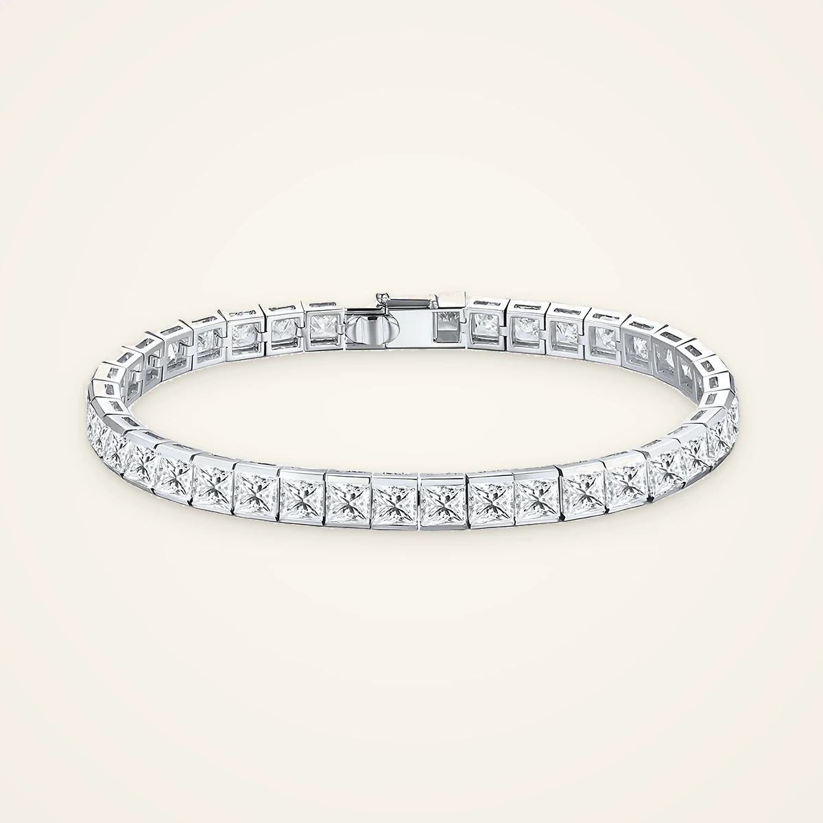 Princess Channel Tennis Bracelet in 14k White Gold