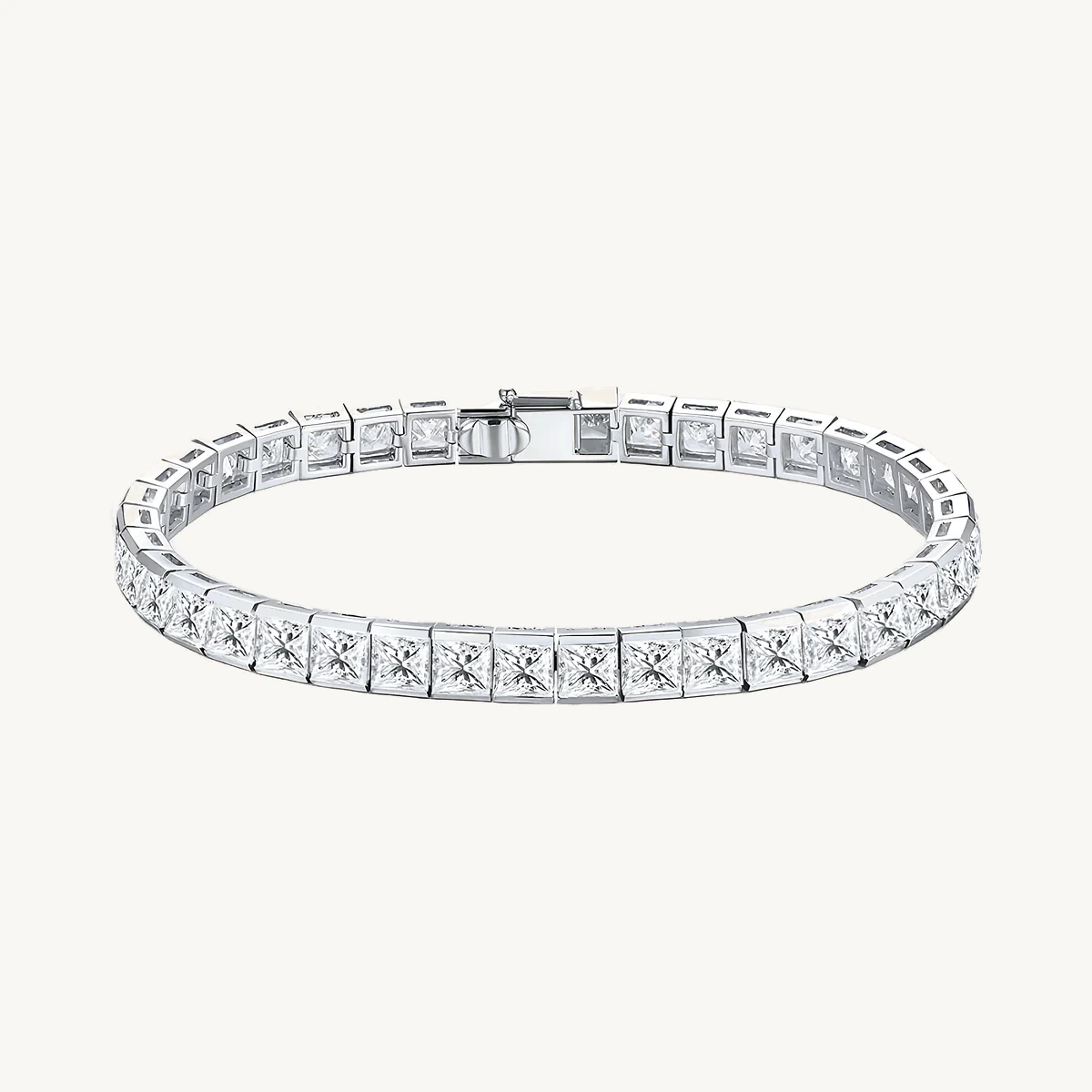 Princess Channel Tennis Bracelet in 14k White Gold