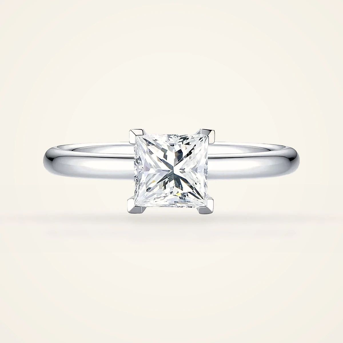 Princess Solitaire Ring in 14k White Gold