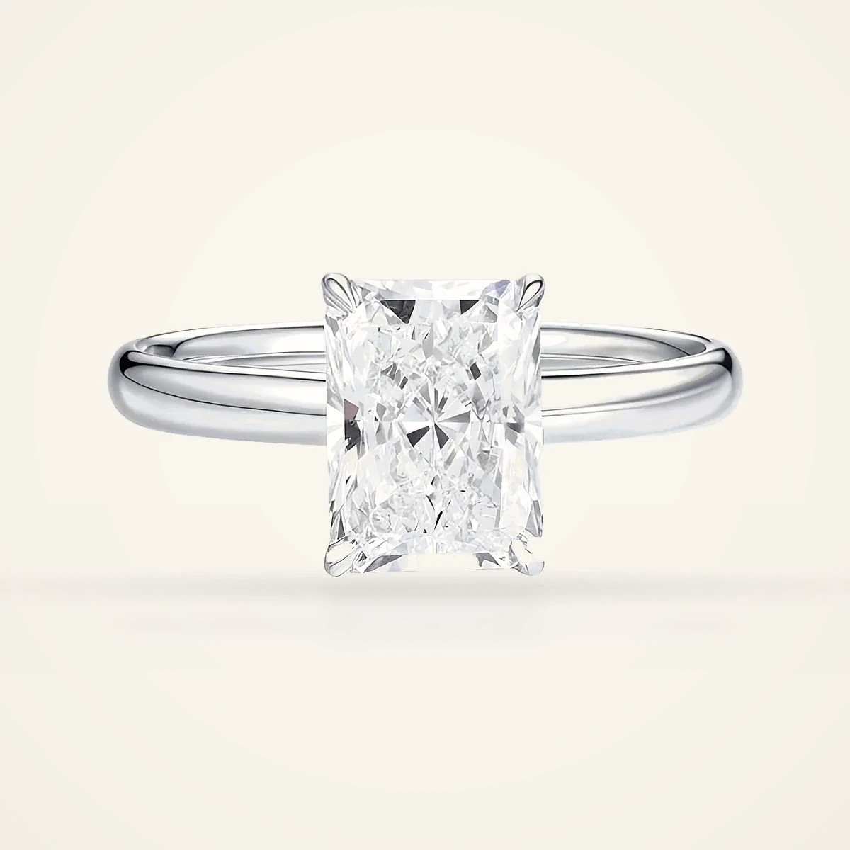 Radiant Solitaire Ring in 14k White Gold