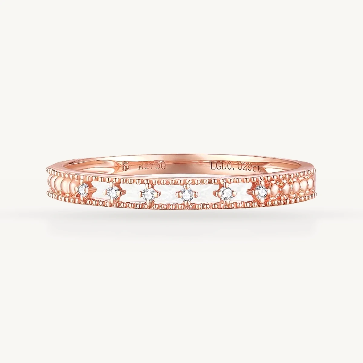 Rose Gold Milgrain Stacking Band in 14k Rose Gold