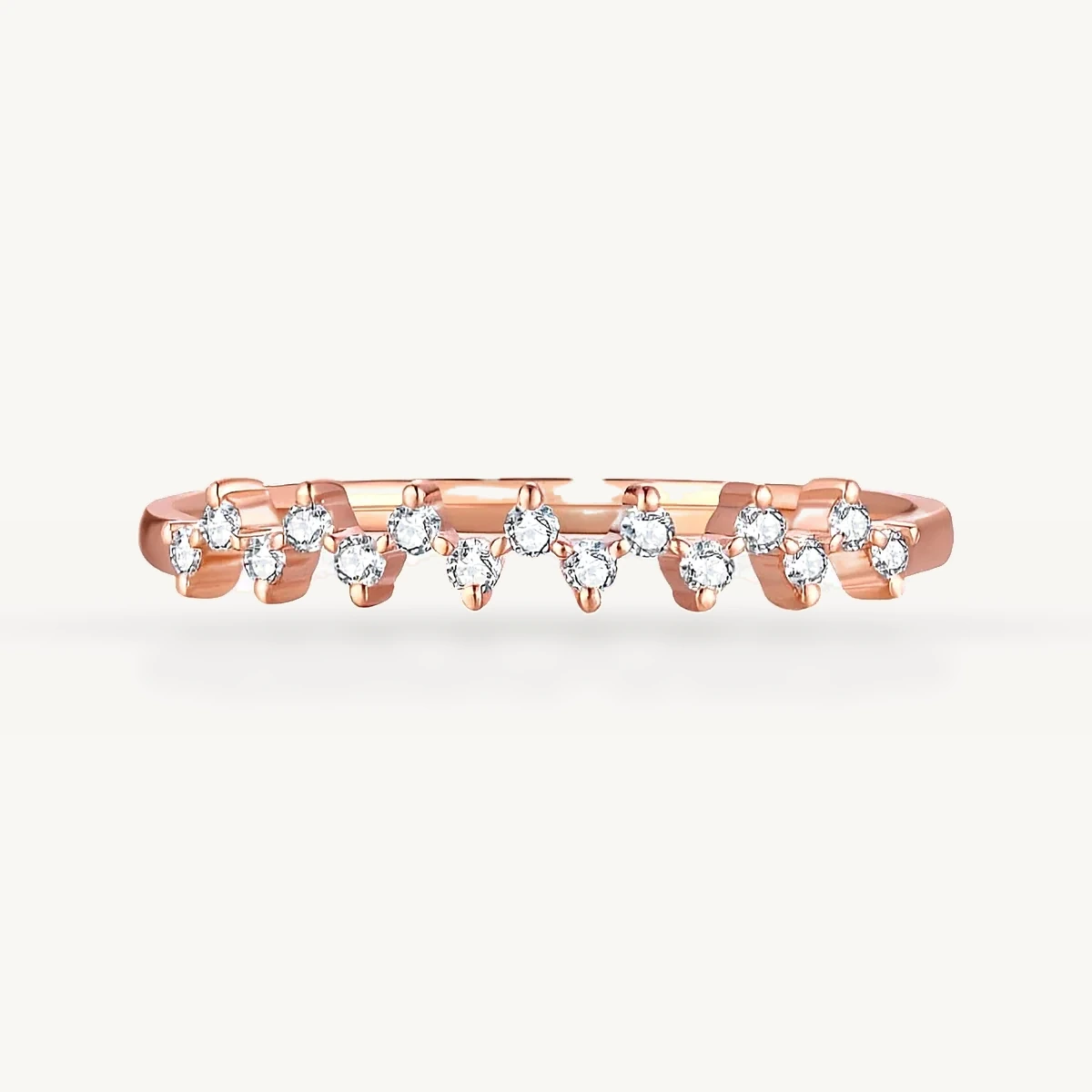 Rose Gold Scalloped Pavé Stacking Band in 14k Rose Gold