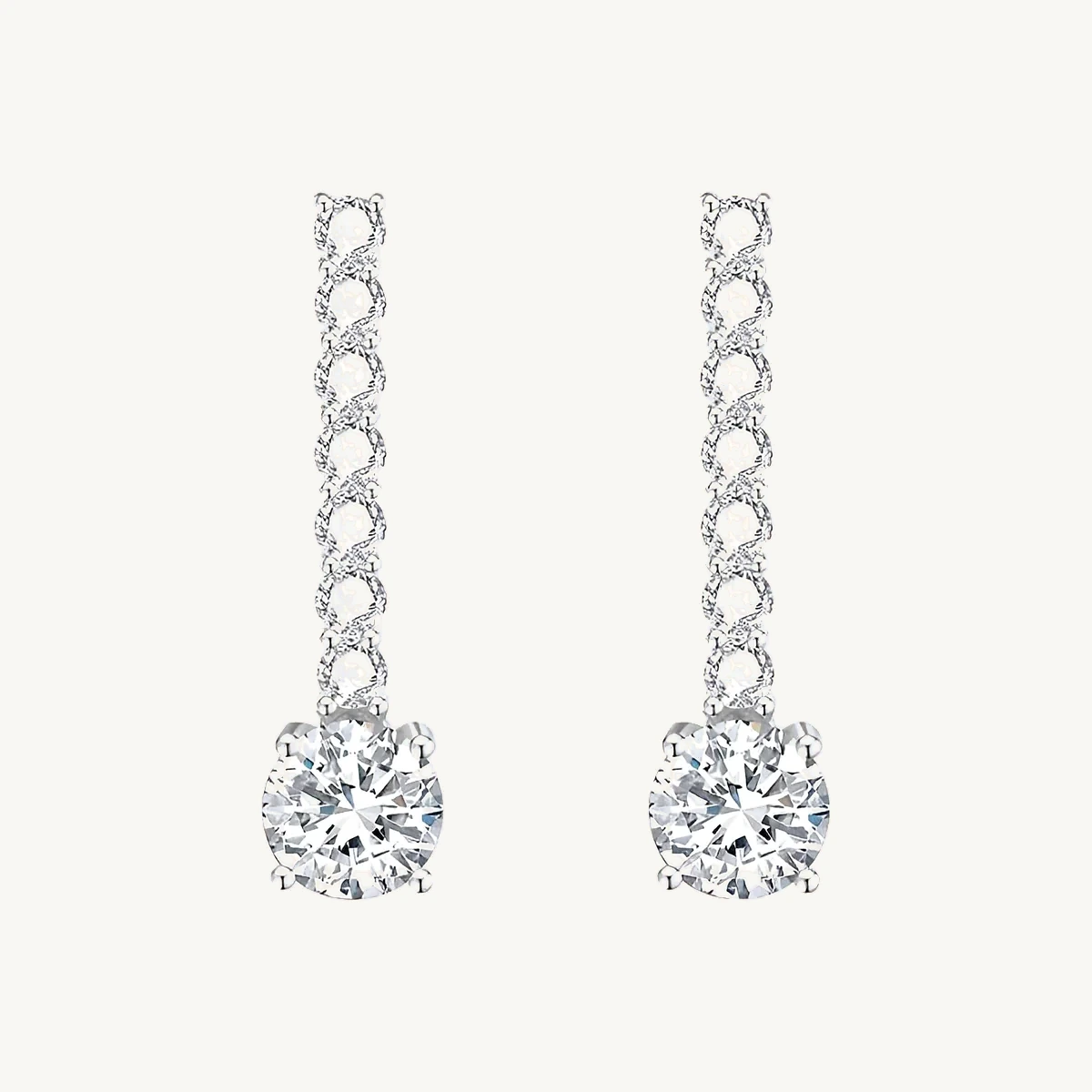 Round Drop Earrings with Bezel Line in 14k White Gold