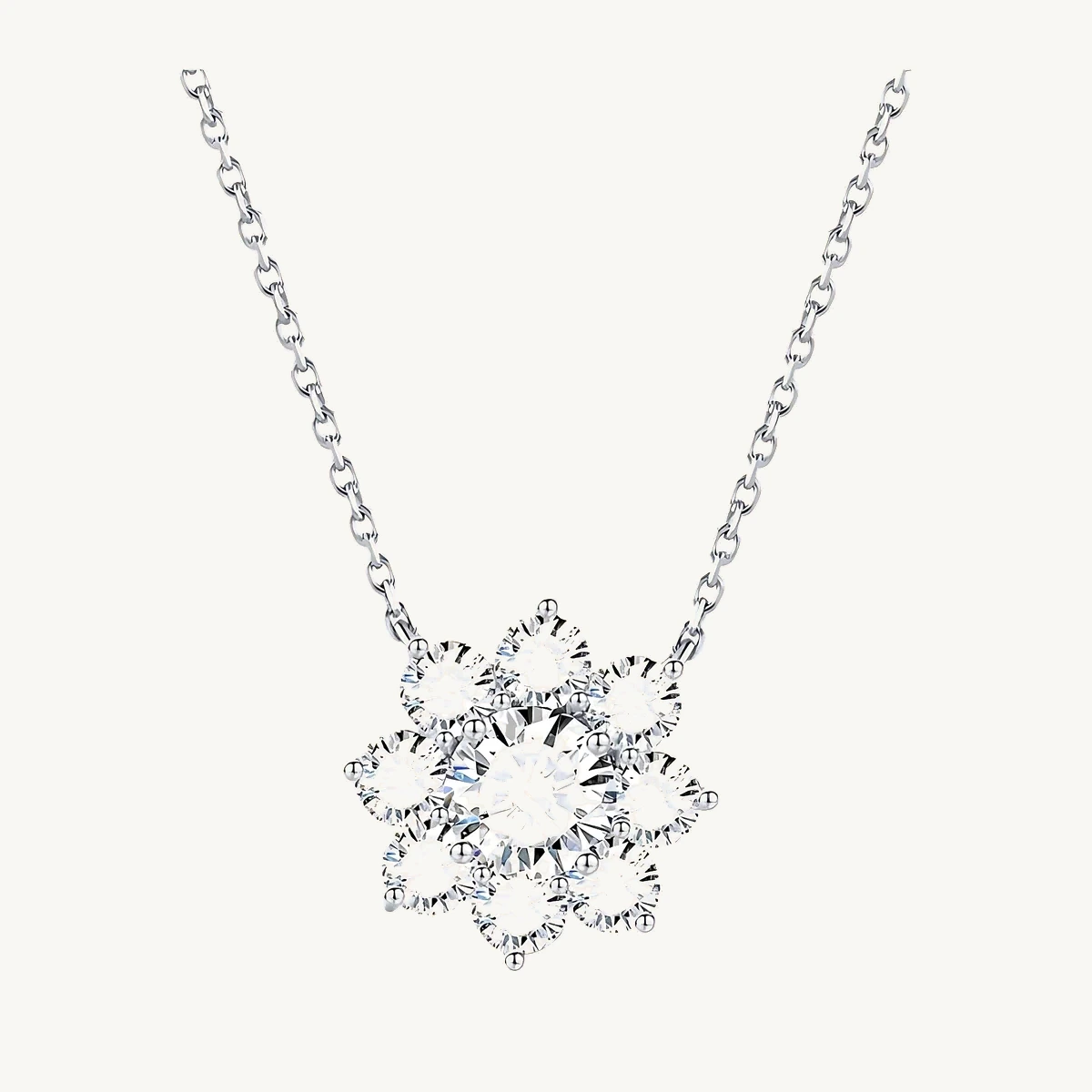 Round Flower Cluster Pendant in 14k White Gold