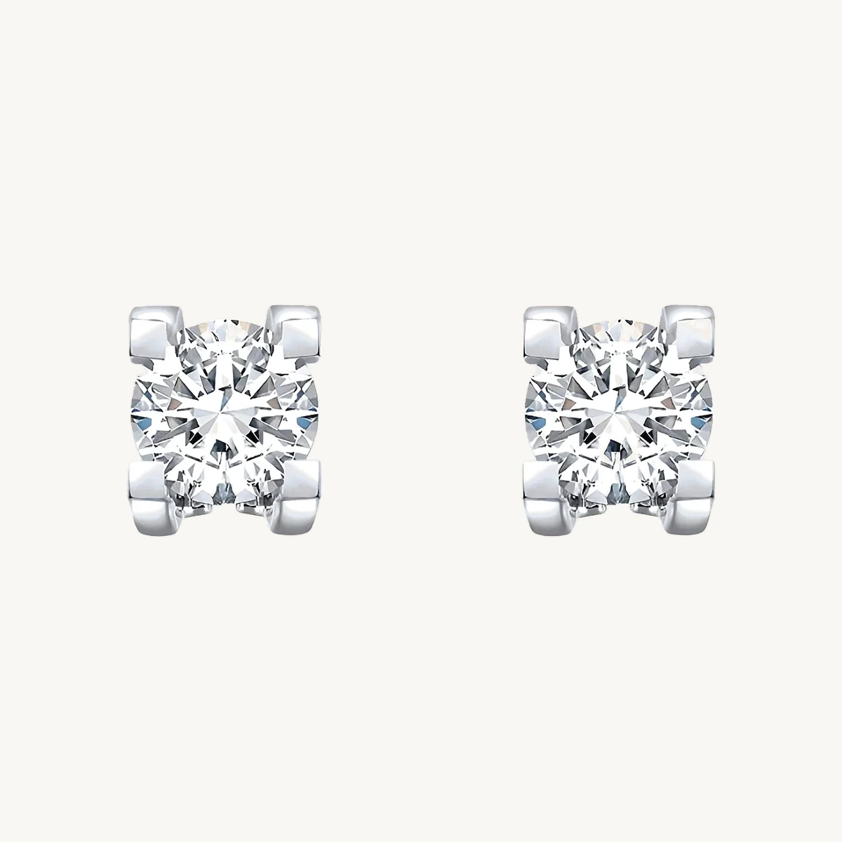Round Four-Prong Stud Earrings in 14k White Gold