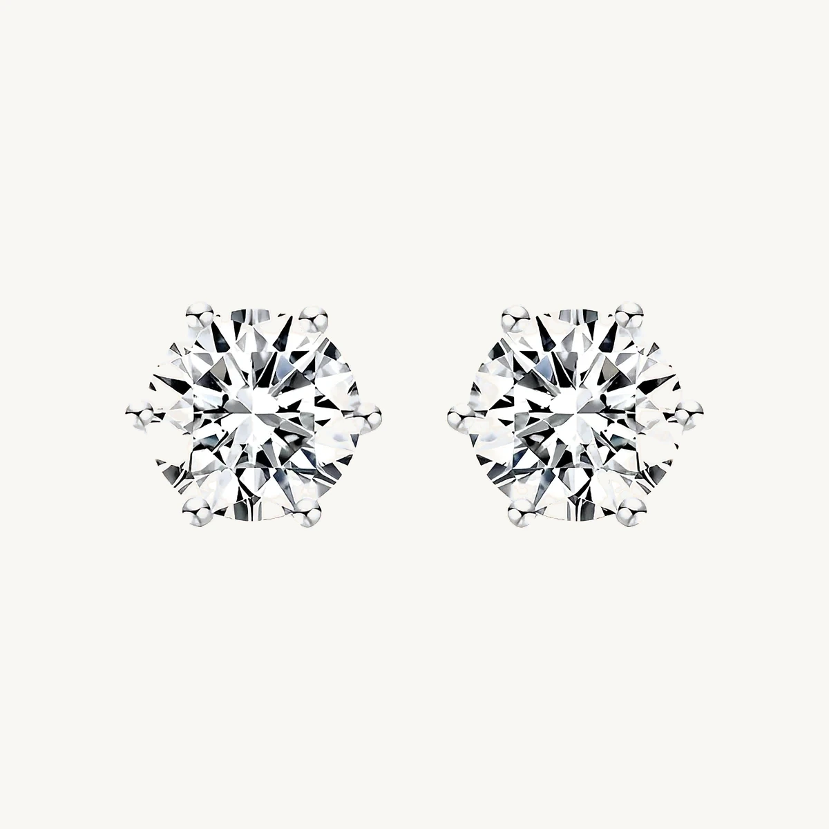 Round Six-Prong Stud Earrings in 14k White Gold