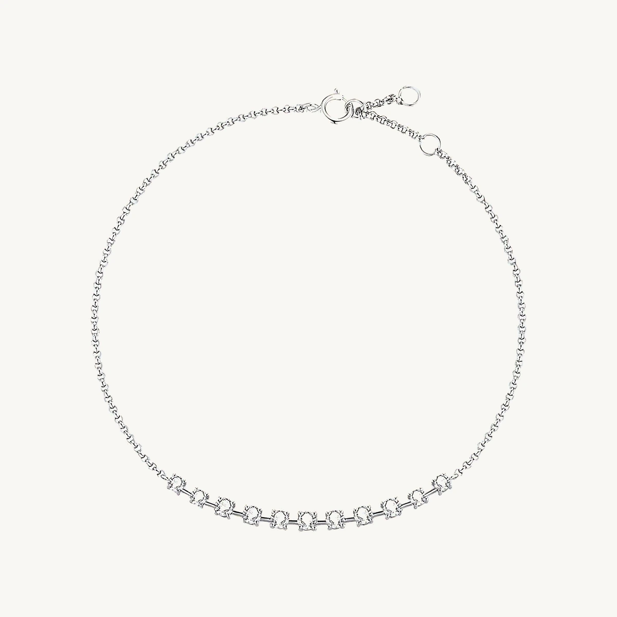 Round Station Chain Bracelet in 14k White Gold