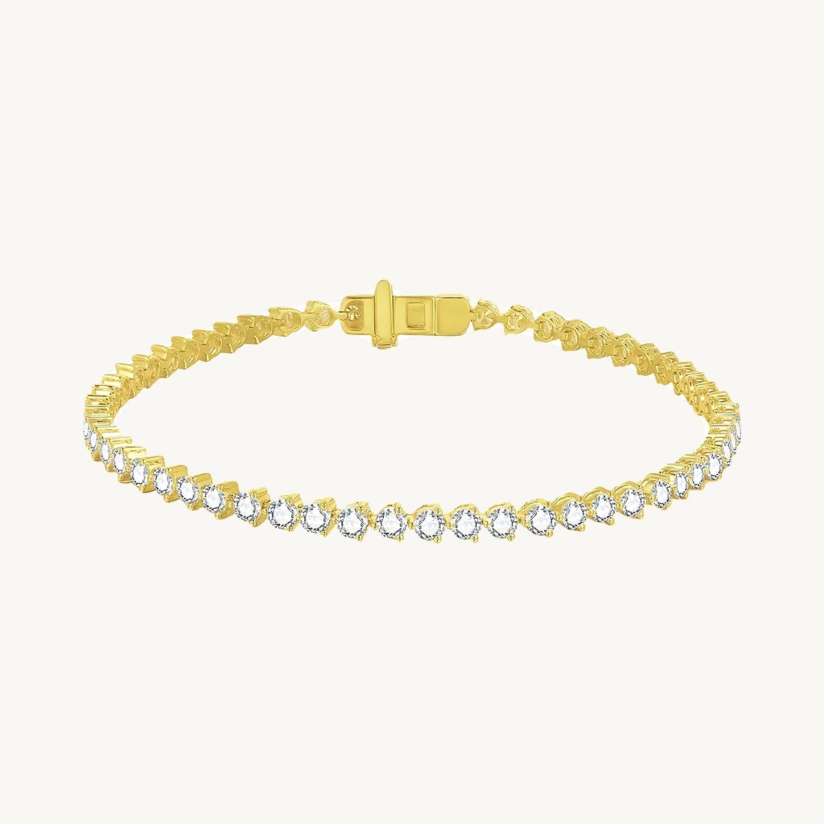 Three-Prong Round Tennis Bracelet in Yellow Gold in 14k Yellow Gold