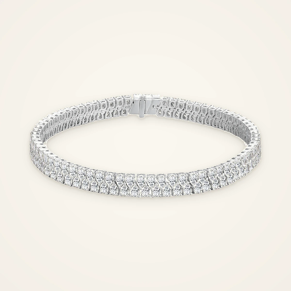 Three-Row Round Tennis Bracelet in 14k Yellow Gold