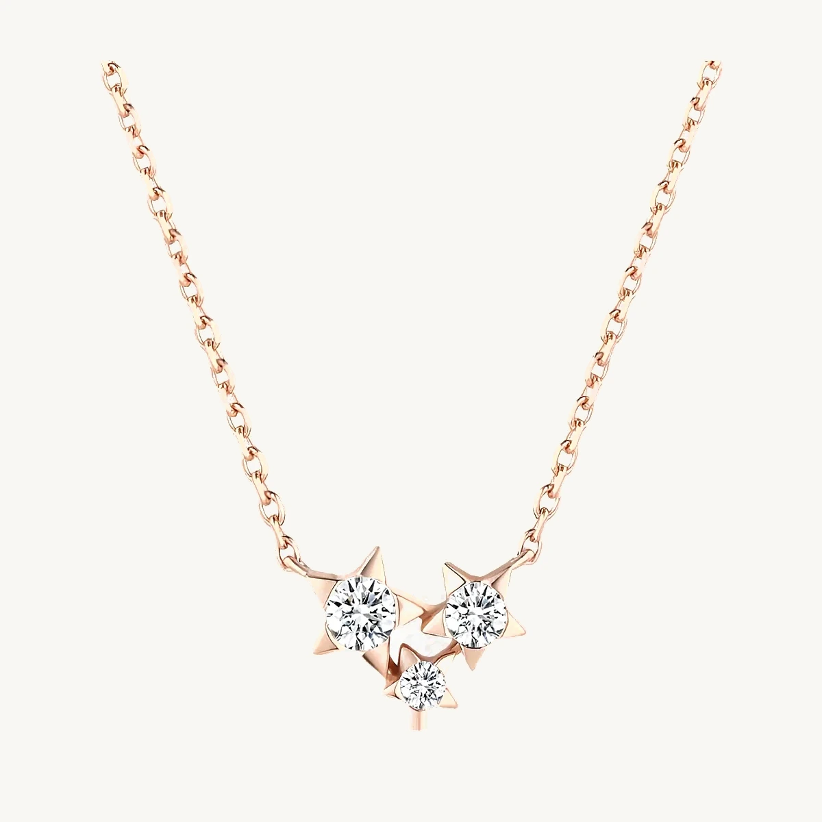 Three Star Necklace in 14k Rose Gold
