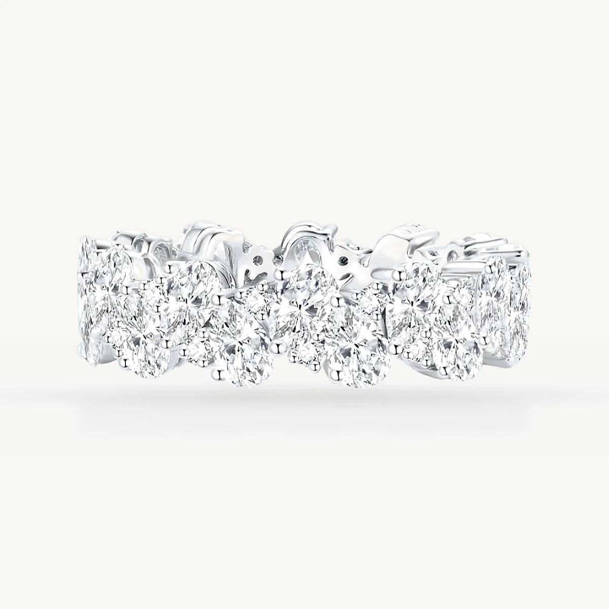 Wide Mixed-Shape Cluster Band in 14k White Gold