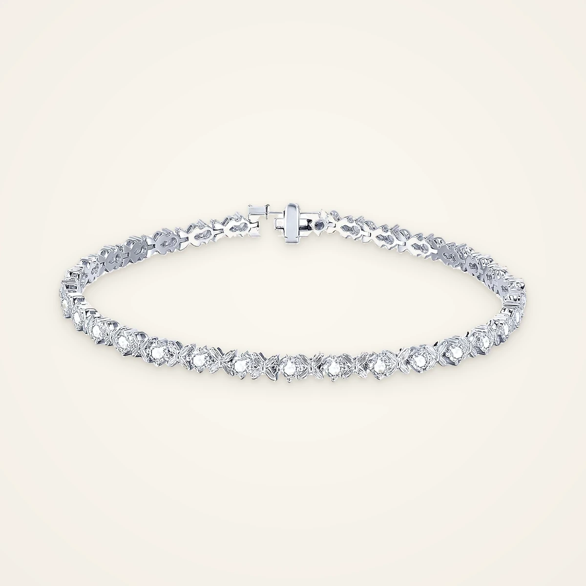 X-Link Round Tennis Bracelet in 14k White Gold